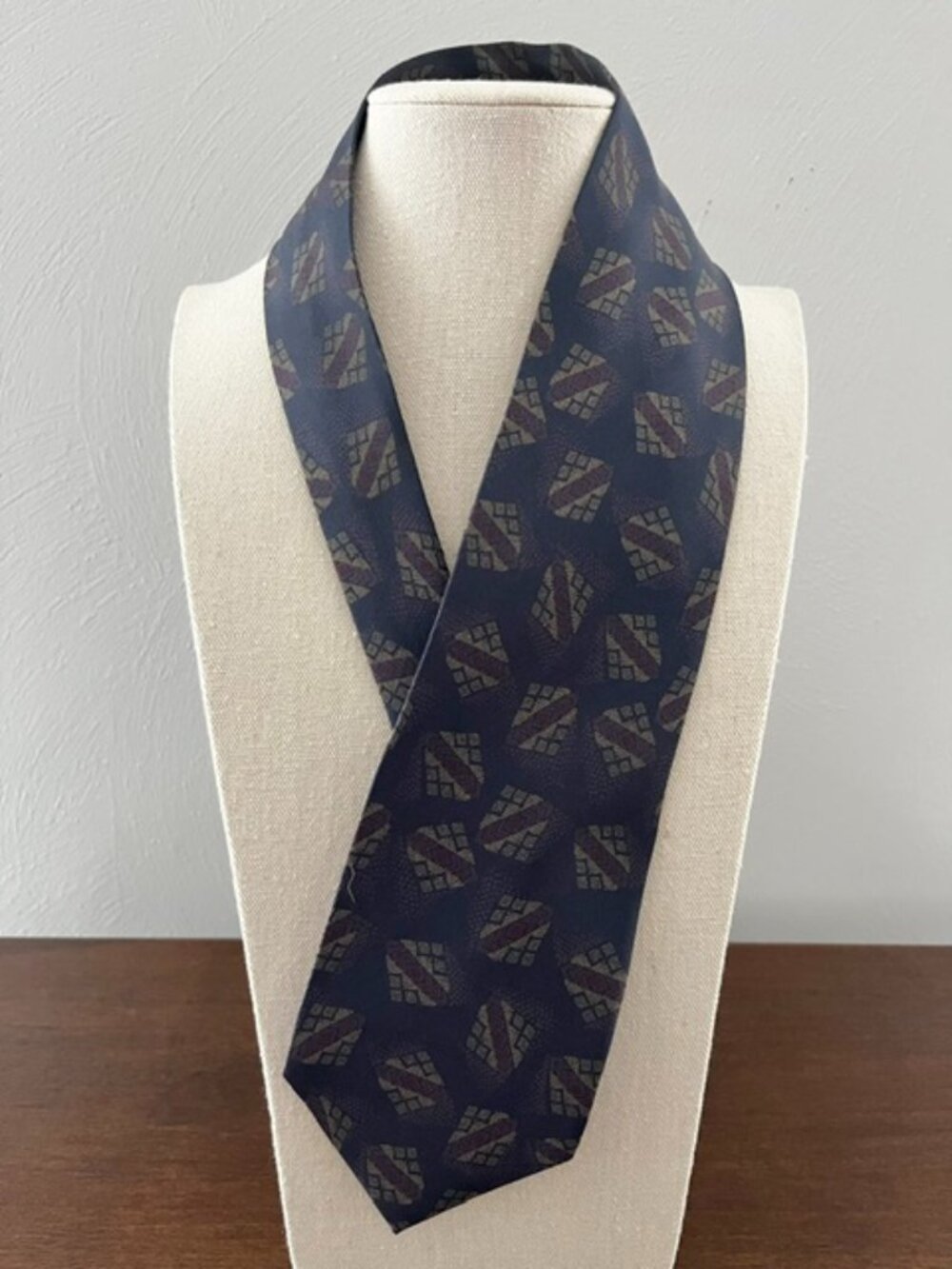 Robert Stewart Silk Tie Navy Blue Abstract Pattern